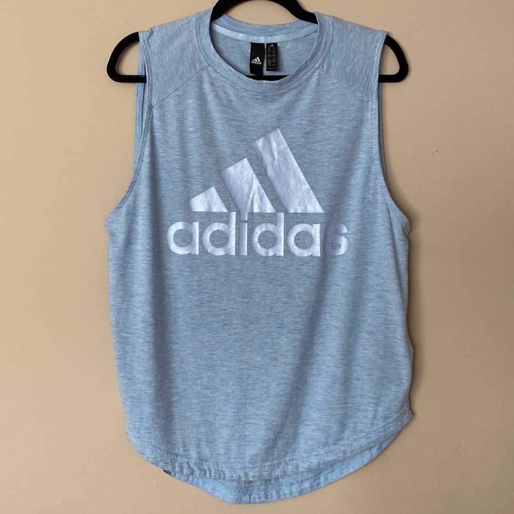 [M] Adidas Training Essentials Big Logo Muscle Tank Top | Blue